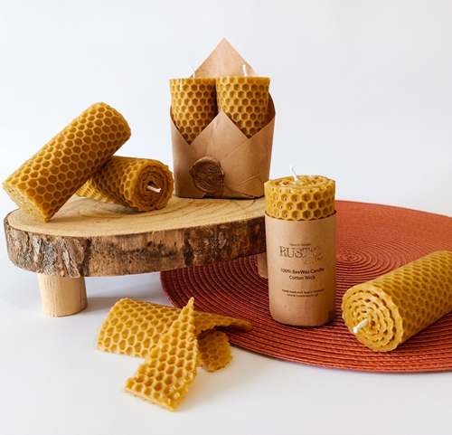 2 Natural Honeycomb Beeswax Candle